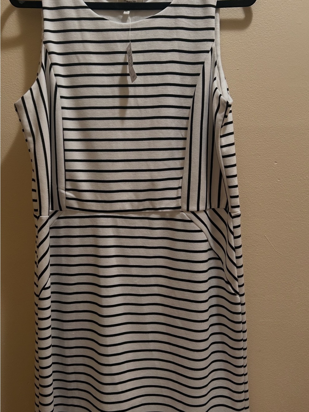 Maurices White and Black Striped Sleeveless Midi Dress